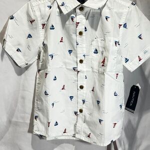 Nautica Kids White Button Down Shirt with Nautical Accents